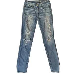 American Eagle Outfitters Women Skinny Jeans size 6 US Blue Mid Rise Stretch